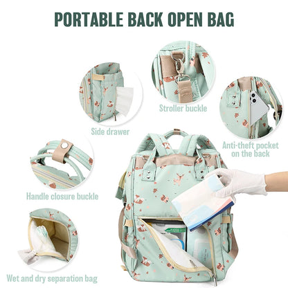 Large Capacity Waterproof Diaper Backpack – Multi-Function Travel & Nursing Bag