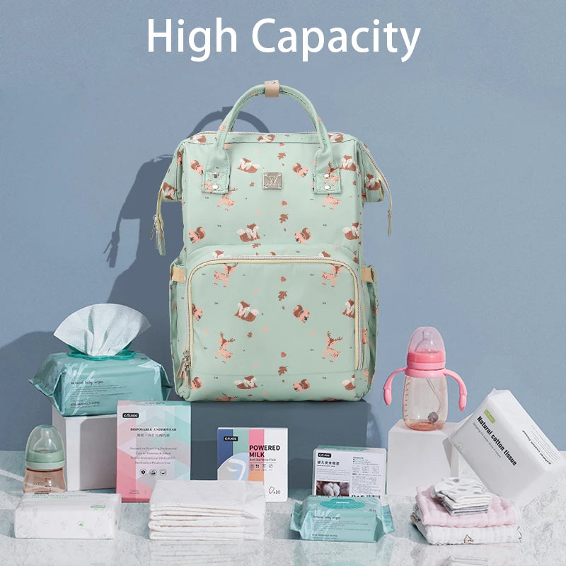 Large Capacity Waterproof Diaper Backpack – Multi-Function Travel & Nursing Bag