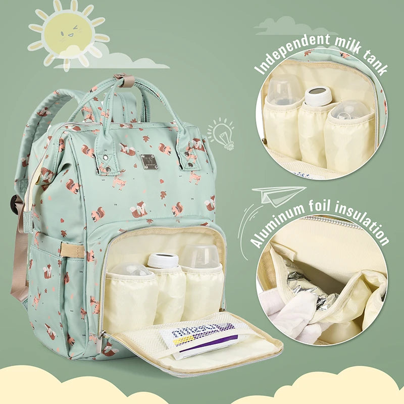 Large Capacity Waterproof Diaper Backpack – Multi-Function Travel & Nursing Bag
