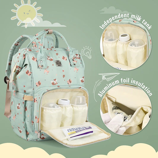 Large Capacity Waterproof Diaper Backpack – Multi-Function Travel & Nursing Bag