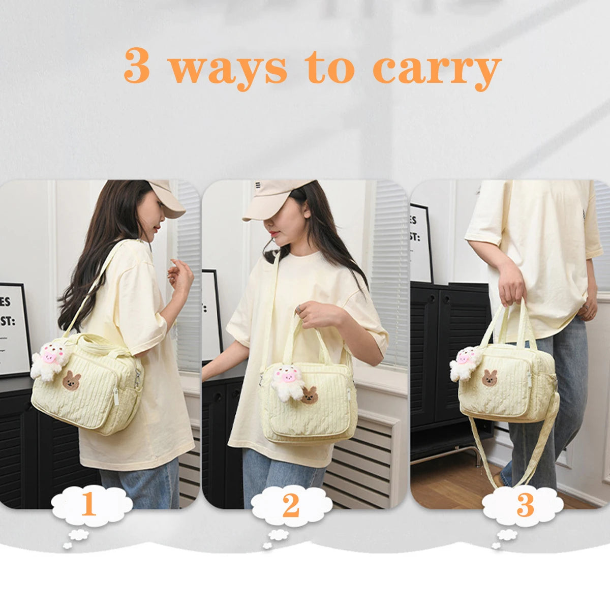 Baby Diaper Tote Bag Cute Crossbody Mommy Travel Bag