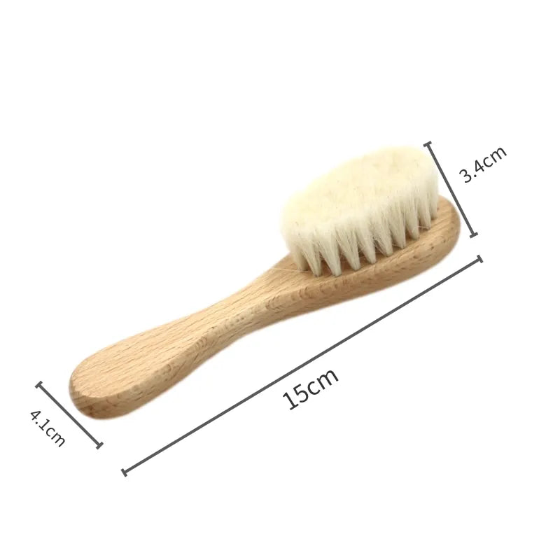 Baby Comb Brush Set Newborn Gift Natural Wooden Comb Bib Pacifier Clip