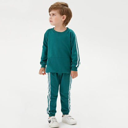 Baby Clothing Set 2PCS Boys Girls Fleece Hooded Top Pants Tracksuit