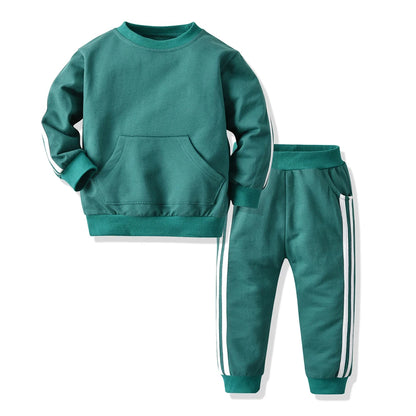Baby Clothing Set 2PCS Boys Girls Fleece Hooded Top Pants Tracksuit