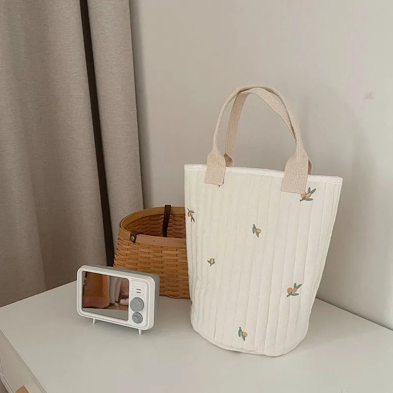 Boutique Baby Diaper Bag Bear Embroidery Cotton Mommy Bag