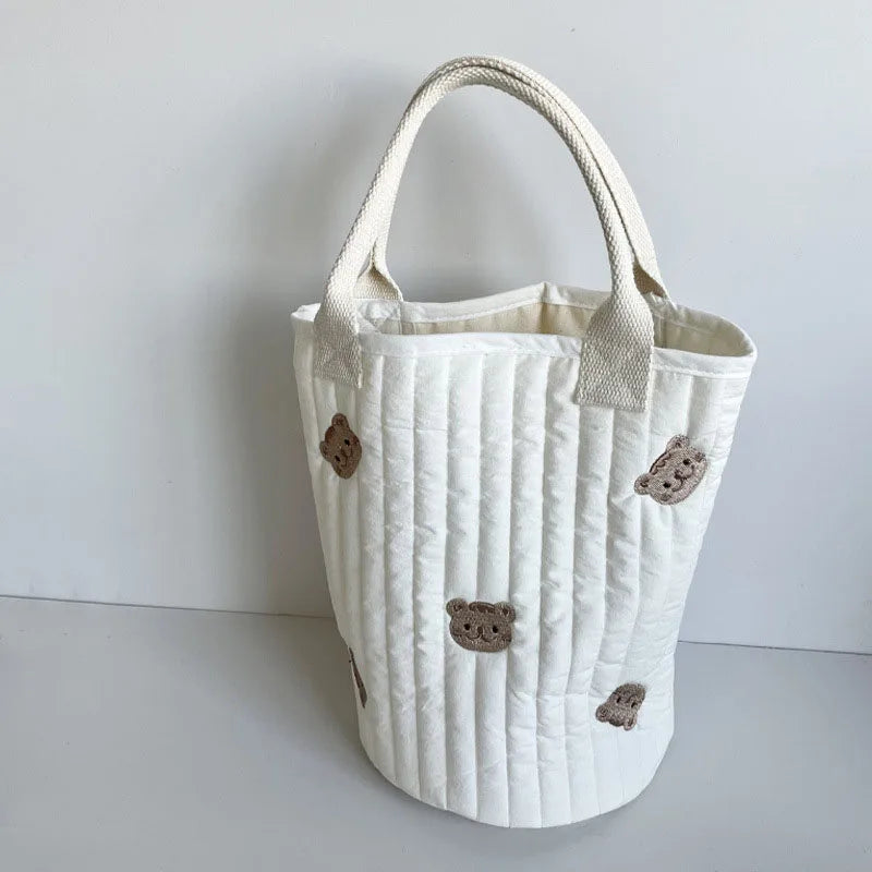 Boutique Baby Diaper Bag Bear Embroidery Cotton Mommy Bag