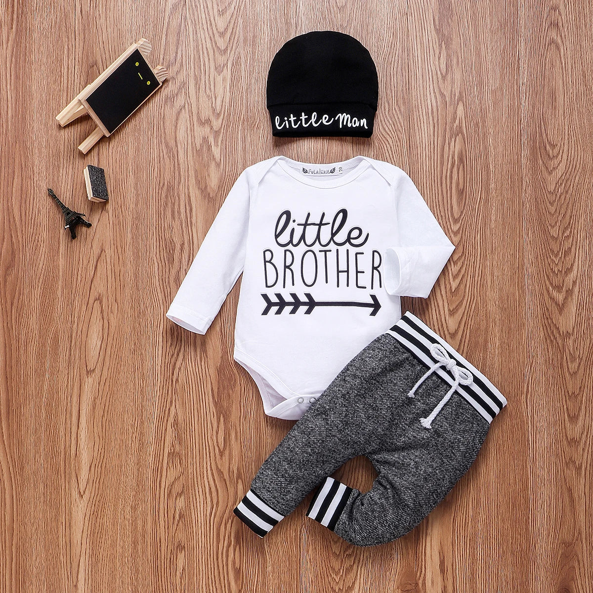 Baby Boy Clothes 0-18M Cotton Romper + Pants + Hat 3PCS Infant Outfit