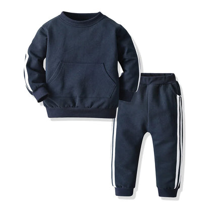Baby Clothing Set 2PCS Boys Girls Fleece Hooded Top Pants Tracksuit