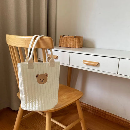 Boutique Baby Diaper Bag Bear Embroidery Cotton Mommy Bag