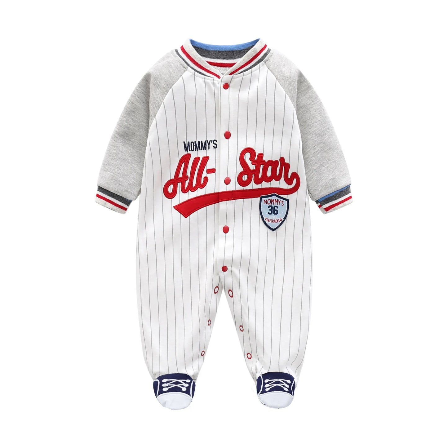 Baby Newborn Coverall Baseball Style Cotton Romper