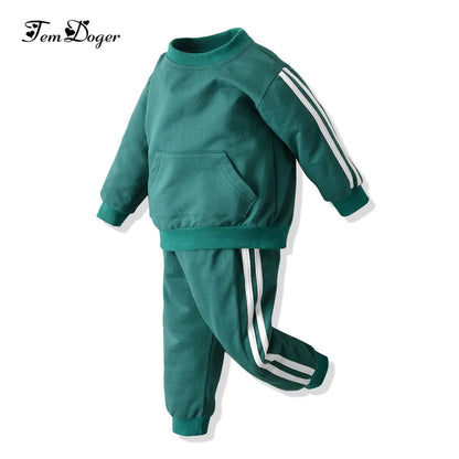 Baby Clothing Set 2PCS Boys Girls Fleece Hooded Top Pants Tracksuit