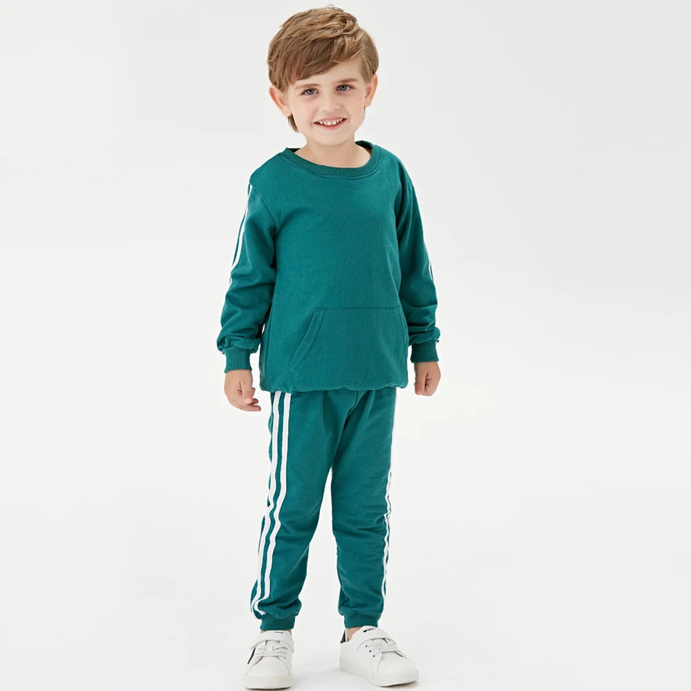 Baby Clothing Set 2PCS Boys Girls Fleece Hooded Top Pants Tracksuit