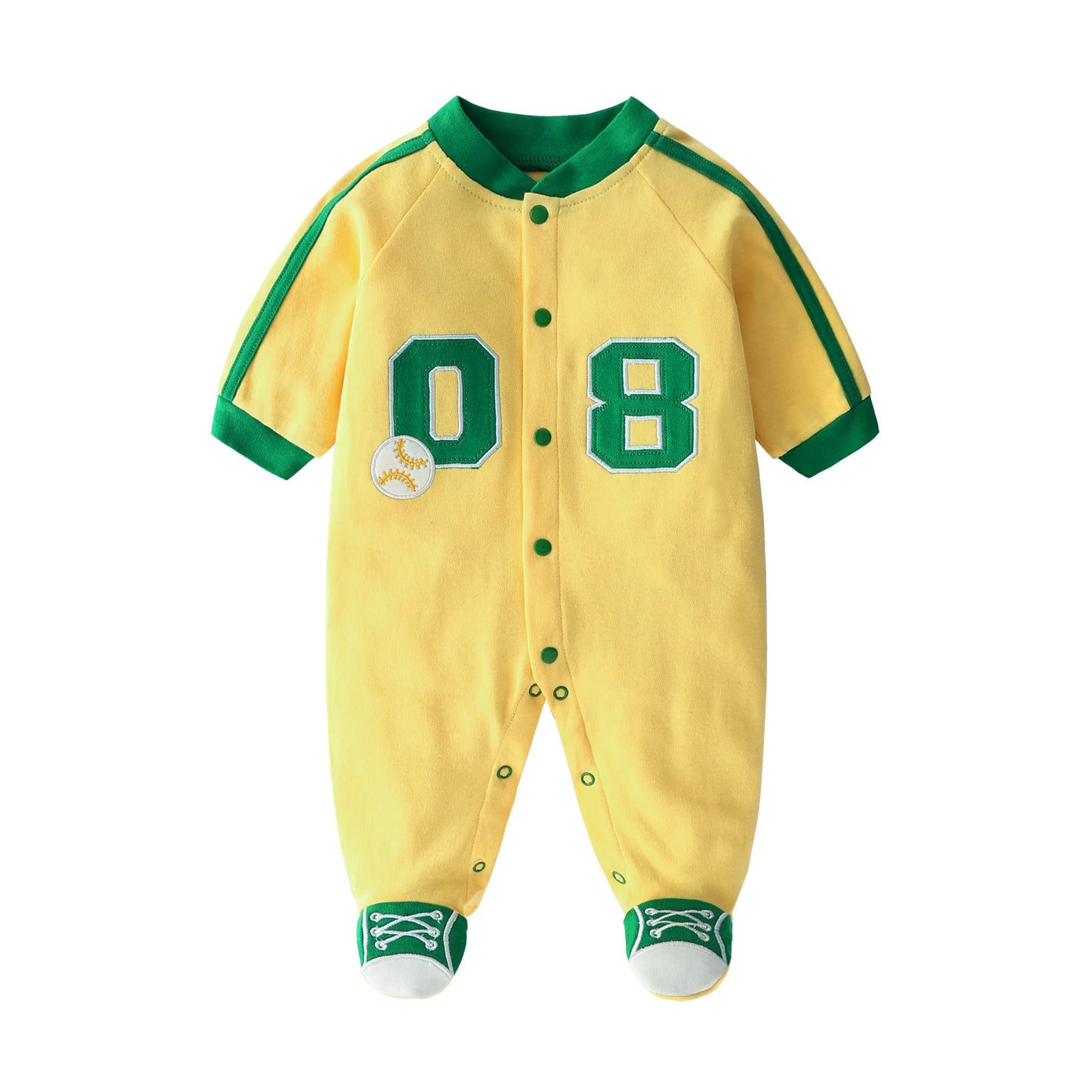 Baby Newborn Coverall Baseball Style Cotton Romper