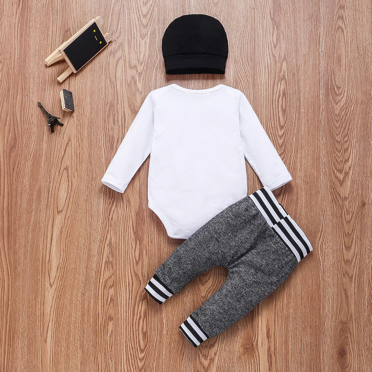 Baby Boy Clothes 0-18M Cotton Romper + Pants + Hat 3PCS Infant Outfit