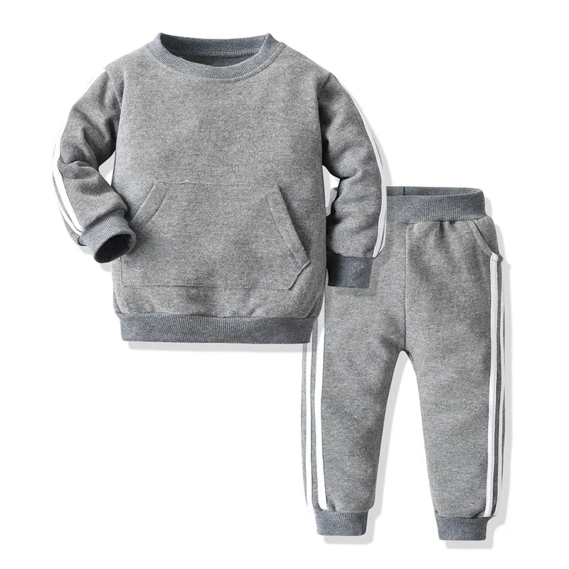 Baby Clothing Set 2PCS Boys Girls Fleece Hooded Top Pants Tracksuit