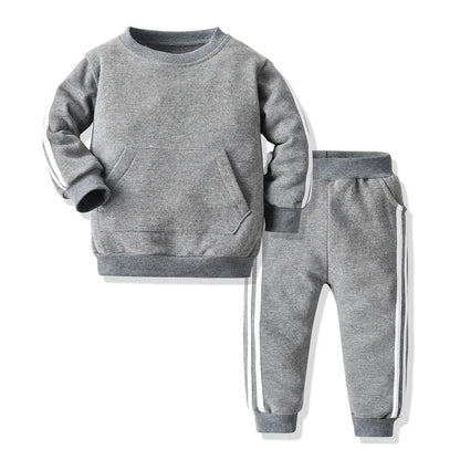 Baby Clothing Set 2PCS Boys Girls Fleece Hooded Top Pants Tracksuit