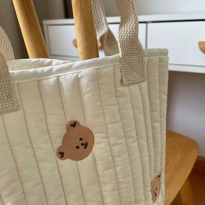 Boutique Baby Diaper Bag Bear Embroidery Cotton Mommy Bag