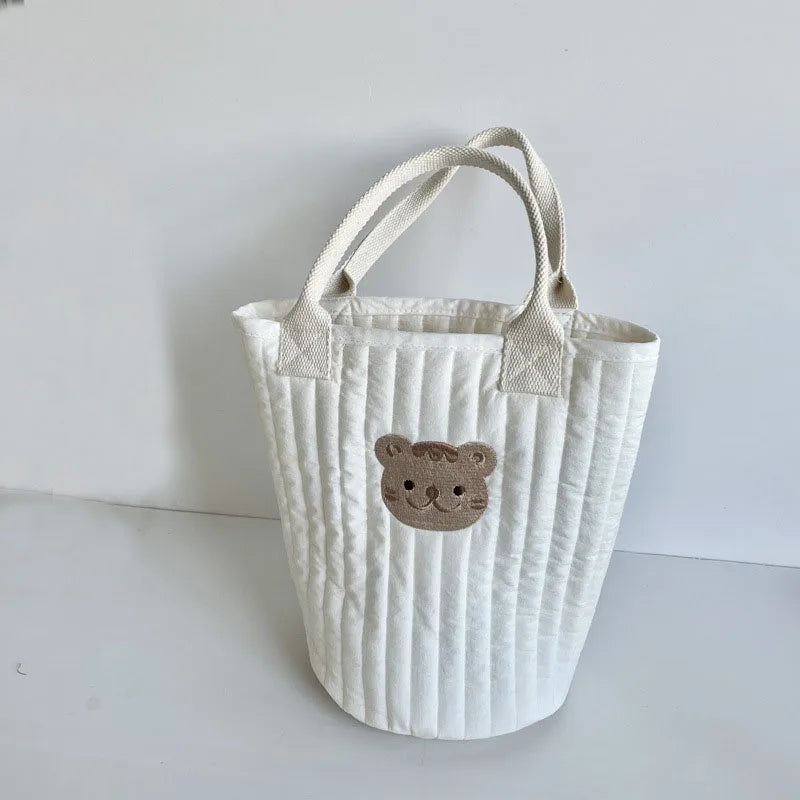 Boutique Baby Diaper Bag Bear Embroidery Cotton Mommy Bag