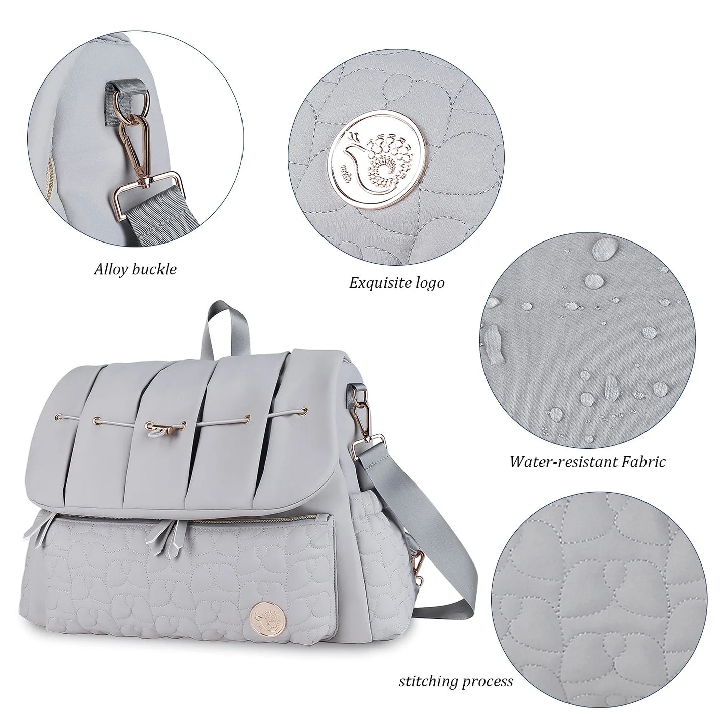 Baby Diaper Bag Backpack Waterproof Maternity Nappy Bag with Changing Pad