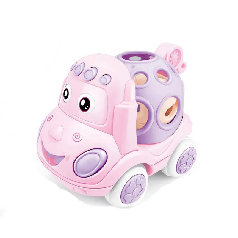Baby Friction Car Toy 6-12 Months Soft Rubber Push & Go Roll Vehicle Rattle Gift