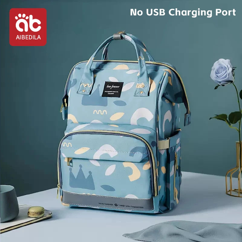 AIBEDILA Waterproof Baby Diaper Bag Backpack Large Capacity Mommy Travel Bag