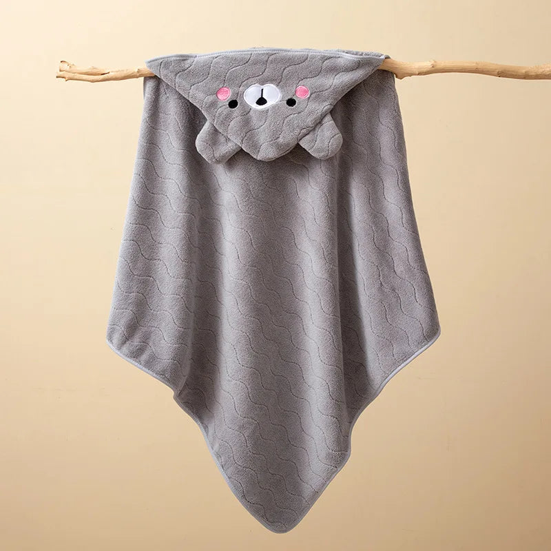 Toddler Bathrobe Hooded Infant Swaddle Coral Fleece Towel Blanket