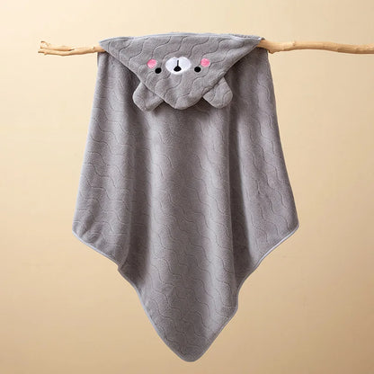 Toddler Bathrobe Hooded Infant Swaddle Coral Fleece Towel Blanket