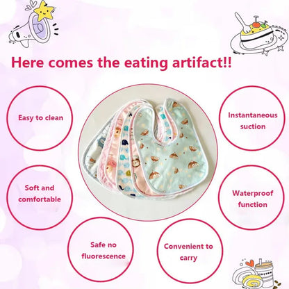 Double Layer Baby Cartoon Waterproof Bib Soft Crystal Velvet Saliva Towel