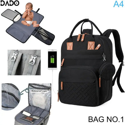 Multifunction Waterproof Diaper Backpack with Changing Station & Stroller Straps