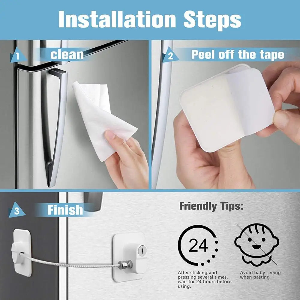 Baby Safety Refrigerator and Cabinet Lock with Keys