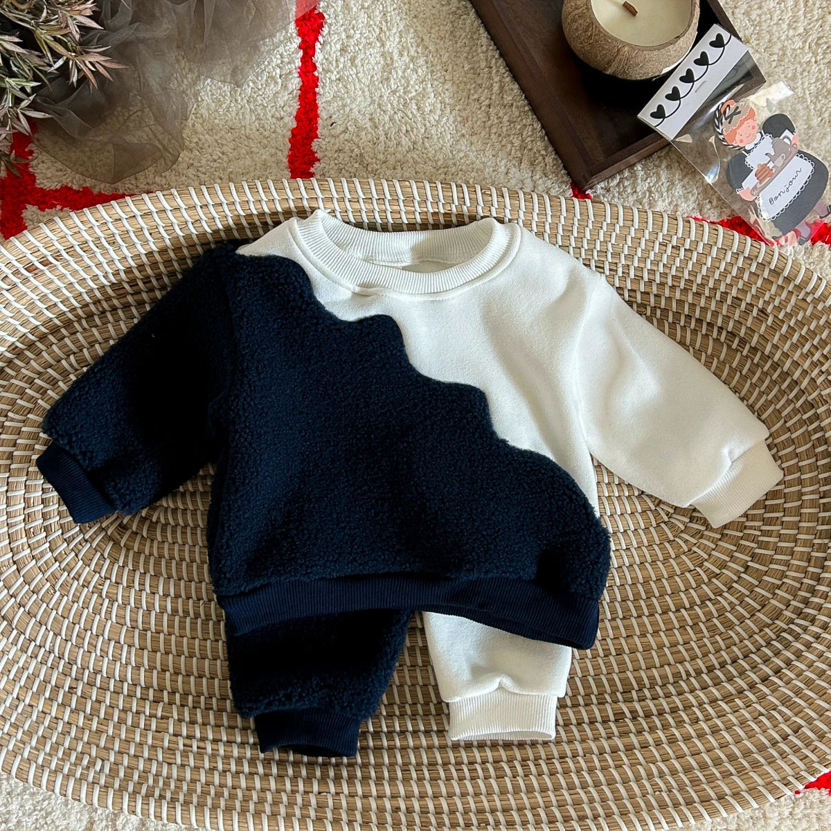 Baby Boy Clothing Set Toddler Tops Pants Winter Fleece 0-3Y Tracksuit