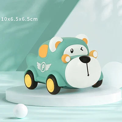 Baby Friction Car Toy 6-12 Months Soft Rubber Push & Go Roll Vehicle Rattle Gift