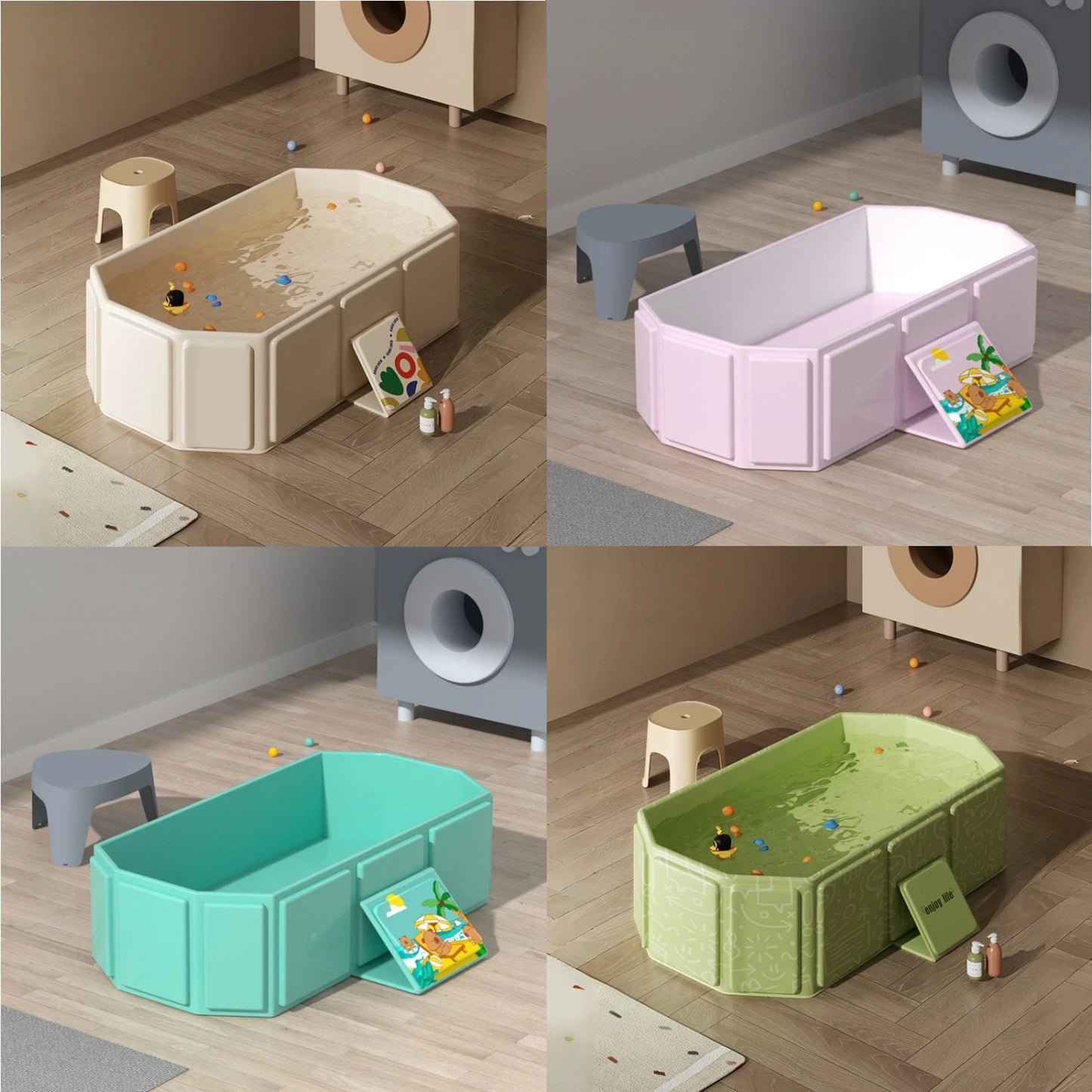 Portable Baby Bathtub Quick Pop-Up Non-Inflatable Space-Saving Tub for Infants 0–8 Years