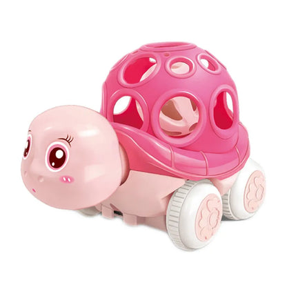 Baby Friction Car Toy 6-12 Months Soft Rubber Push & Go Roll Vehicle Rattle Gift