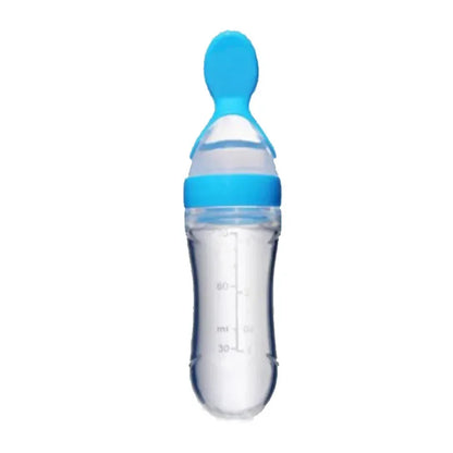 Mushy Food Feeder Spoon Press-Type Baby Puree & Juice Feeding Bottle Spoon Infant Nipple Utensils