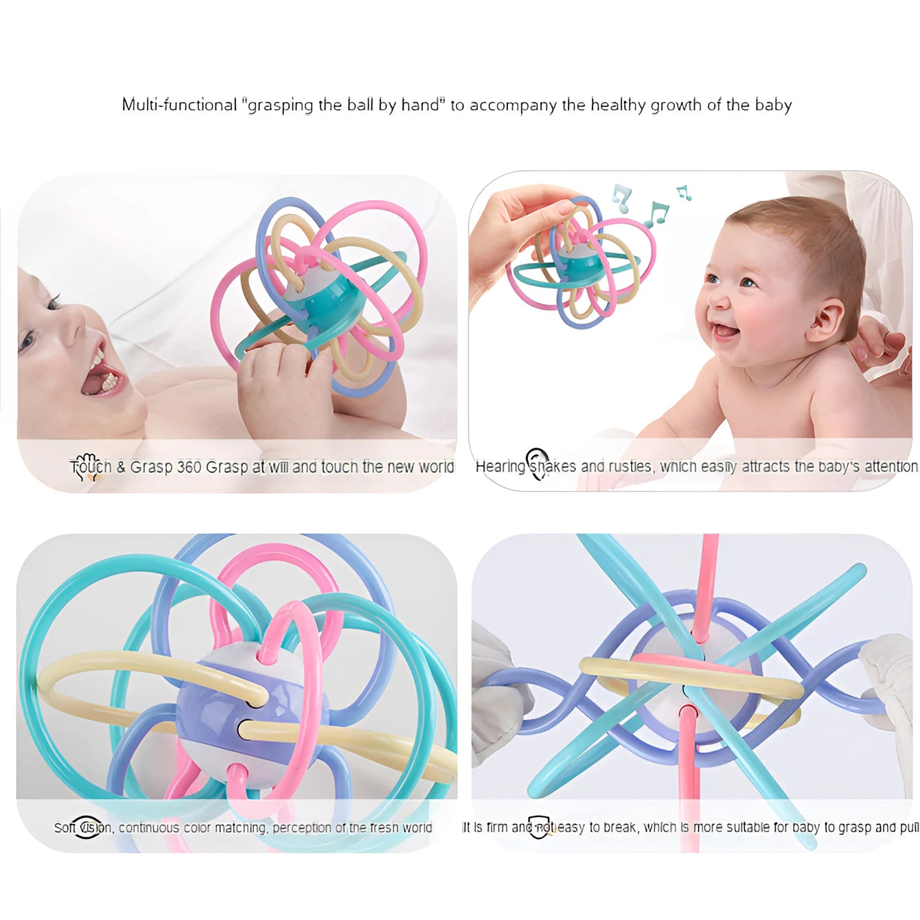 Baby Manhattan Teething Ball Soft Rubber Rattle Newborn Toy