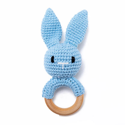 Baby Crochet Animal Rattle Cartoon Teether Montessori Toy 0-12 Months