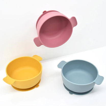 Baby Silicone Tableware Training Bowl with Handles and Suction Cup
