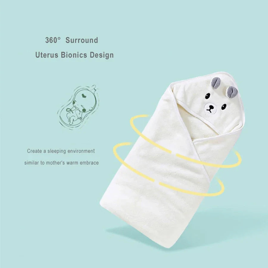 Toddler Hooded Bathrobe Coral Fleece Blanket Swaddle