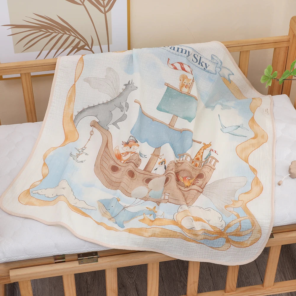 Newborn Baby Bath Towel Pure Cotton Gauze Soft Absorbent Blanket