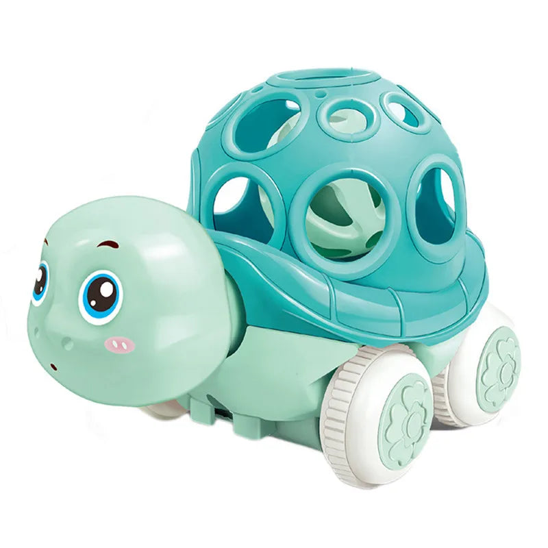 Baby Friction Car Toy 6-12 Months Soft Rubber Push & Go Roll Vehicle Rattle Gift
