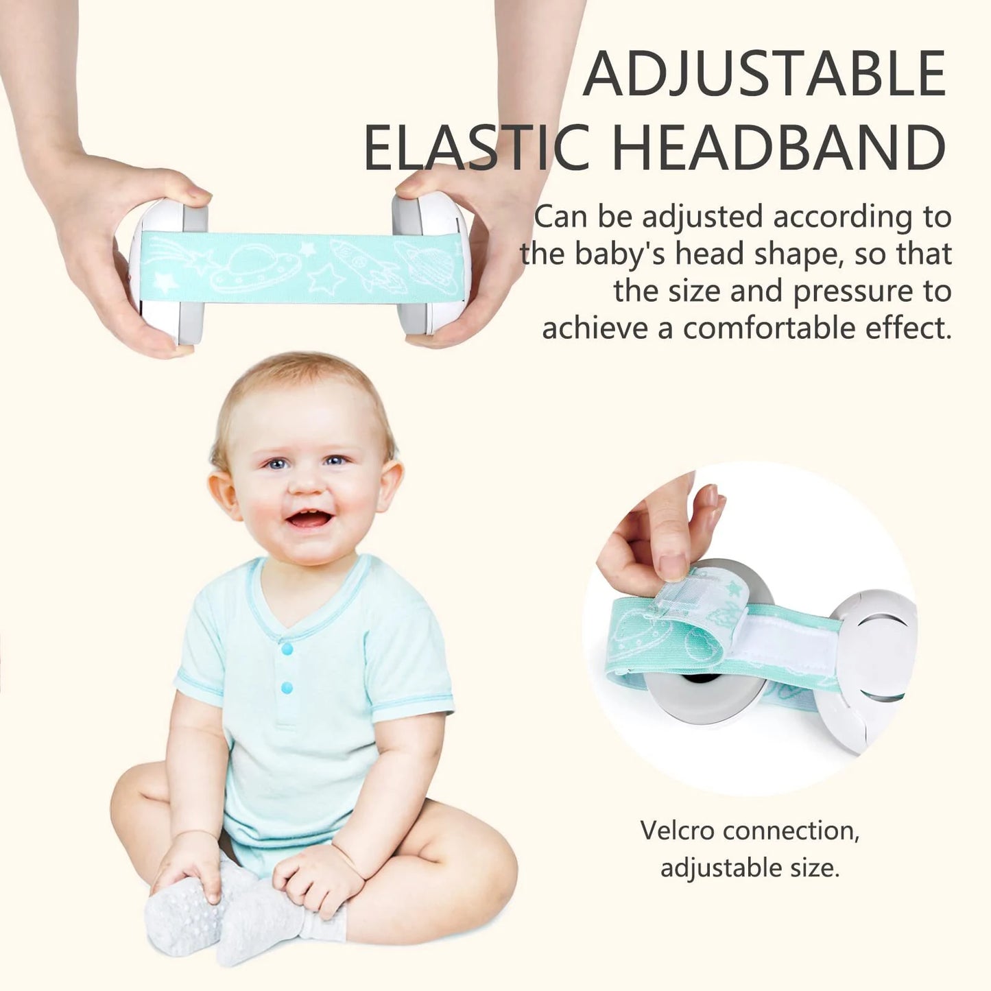 Baby Noise-Cancelling Headphones Ear Protection Earmuffs with Elastic Headband