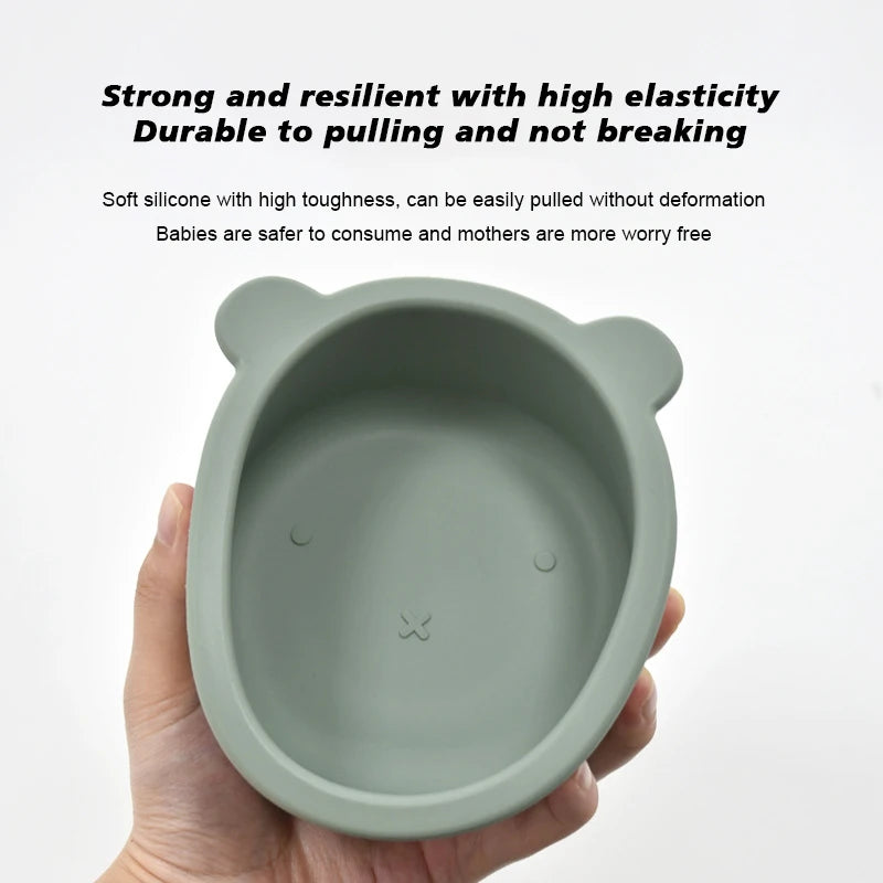 BPA Free Baby Silicone Feeding Bowl Suction Anti-Slip Cartoon Kids Dinnerware