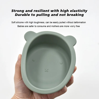 BPA Free Baby Silicone Feeding Bowl Suction Anti-Slip Cartoon Kids Dinnerware