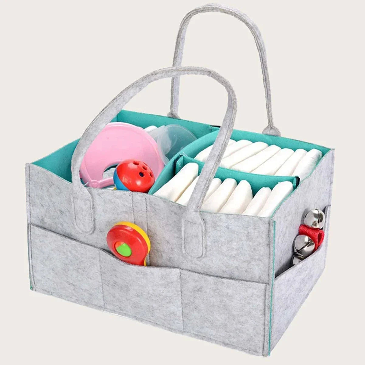Baby Portable Foldable Felt Diaper Organizer Multi-Functional Bag