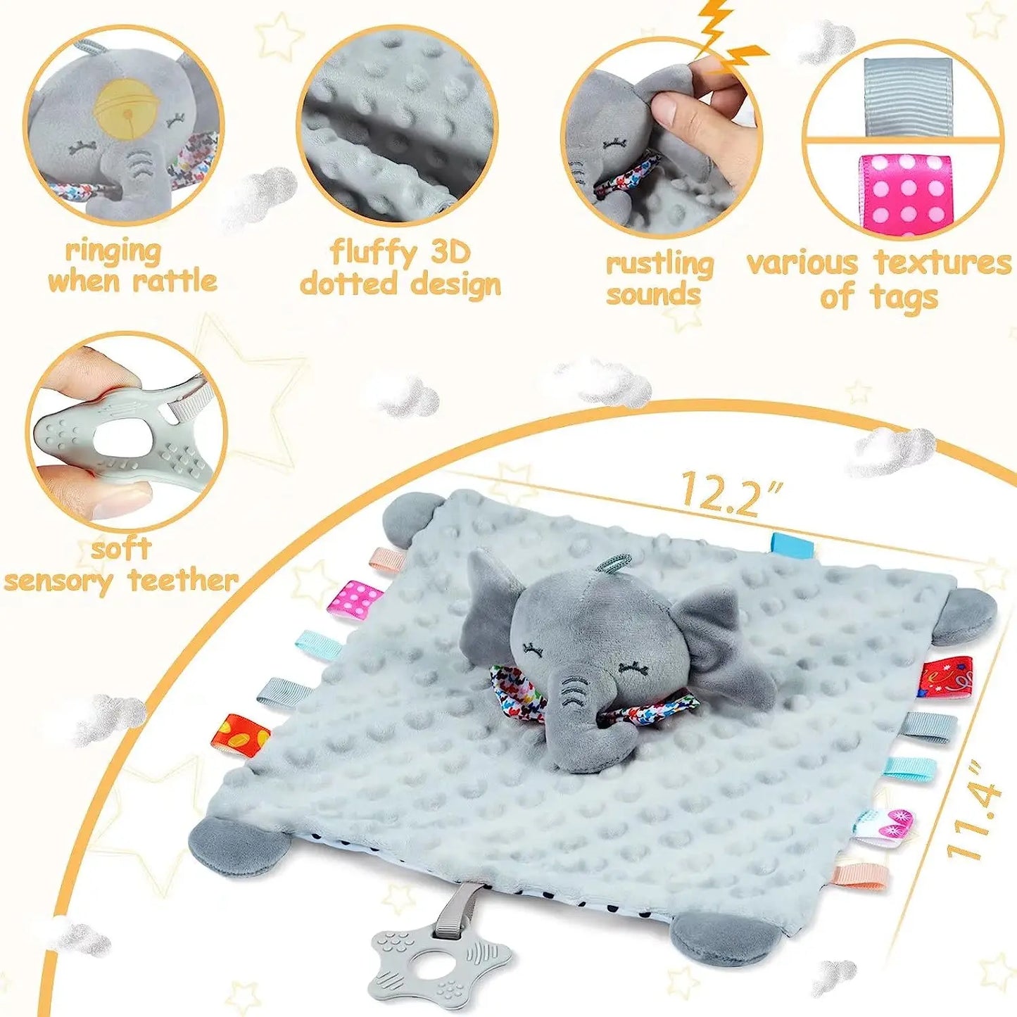Baby Security Blanket Soft Plush Animal Soothing Toy