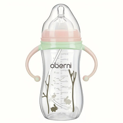 Baby Bottle with Handle Anti-Drop Soft Nipple Feeding Sippy Bottle