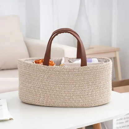 Cotton Rope Baby Diaper Storage Basket & Nursery Organizer