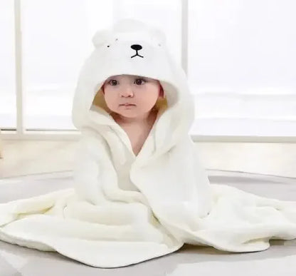 Toddler Hooded Bathrobe Coral Fleece Blanket Swaddle