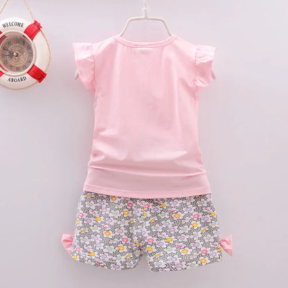 Baby Girls Summer Clothes Set T-shirt + Shorts Lollipop Print Toddler Outfit
